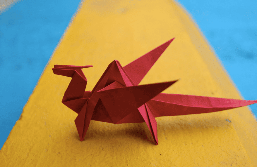red origami paper