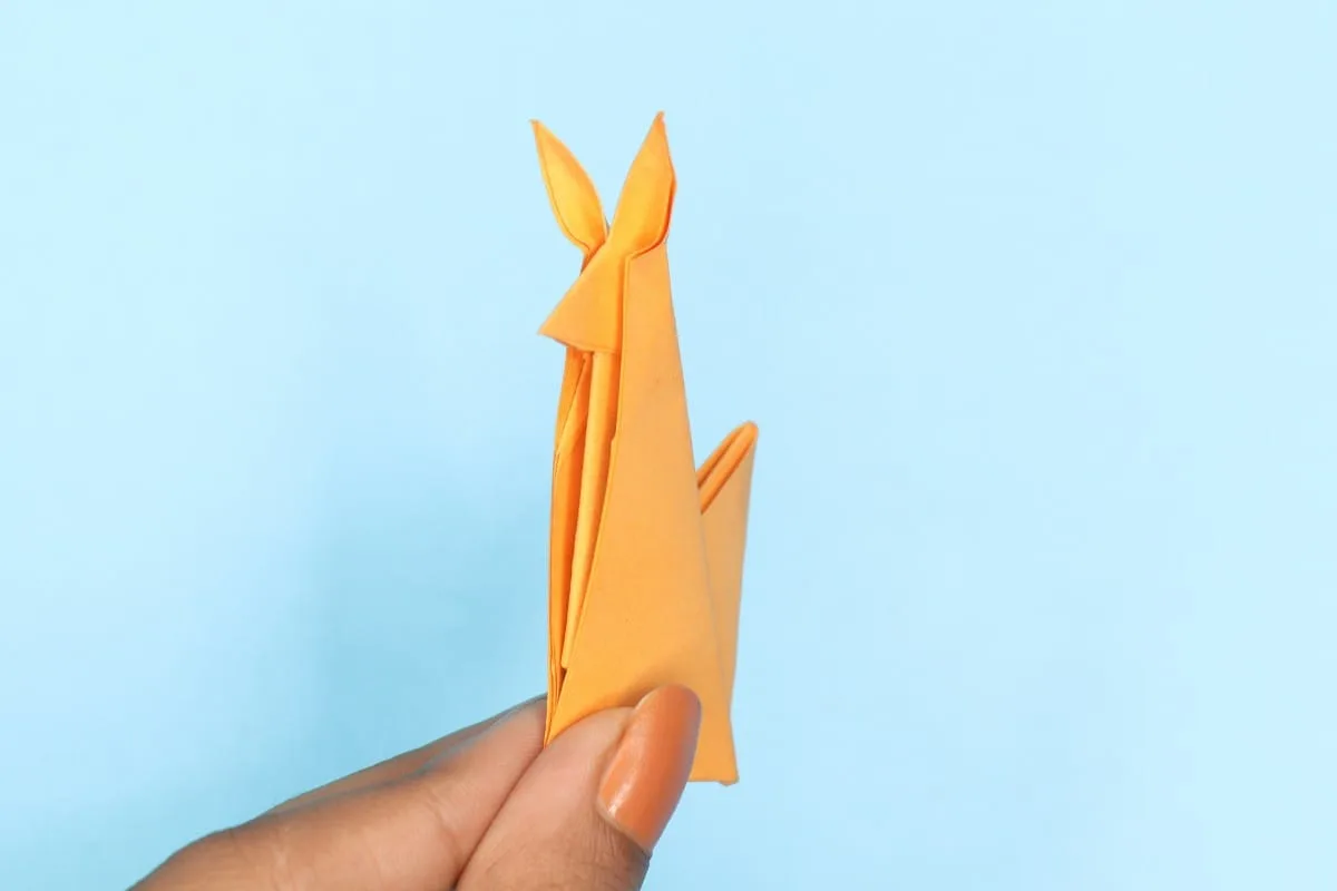 Origami standing fox step 16
