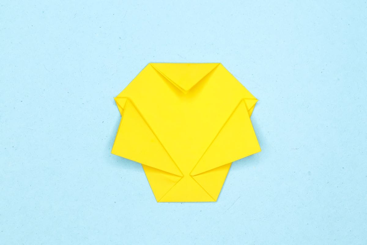 Origami chick step 16