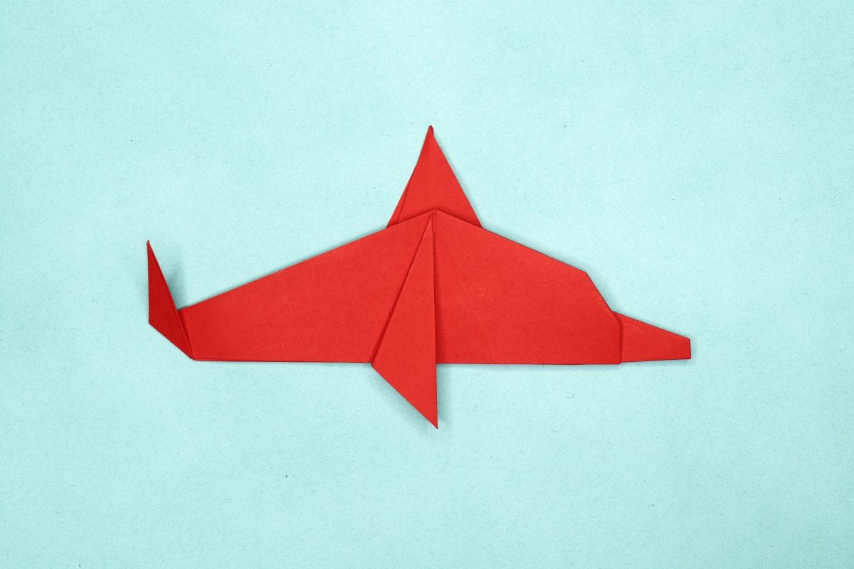 Origami dolphin step 33